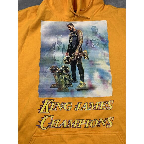 King James Champions Hoodie Mens's 2XL Yellow Kobe Bryant Lakers RIP Angels - Picture 8 of 14